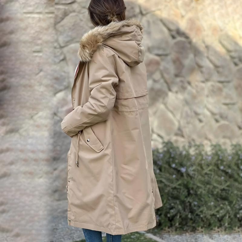 🎁Vente précoce du Black Friday🎁 Manteau d'hiver pour femme avec capuche et col en fourrure, parka décontractée⛄