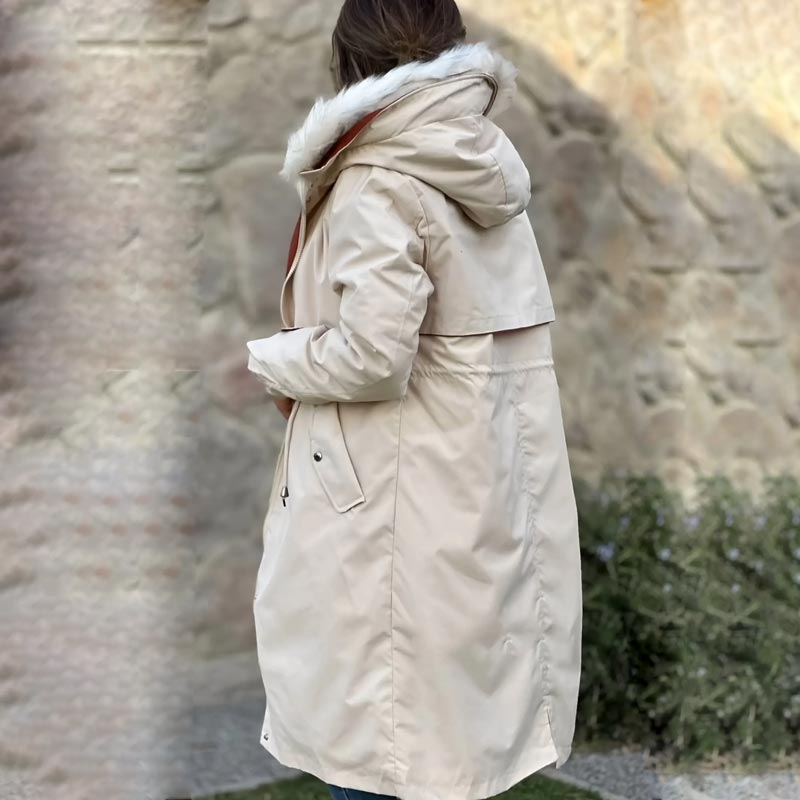 🎁Vente précoce du Black Friday🎁 Manteau d'hiver pour femme avec capuche et col en fourrure, parka décontractée⛄