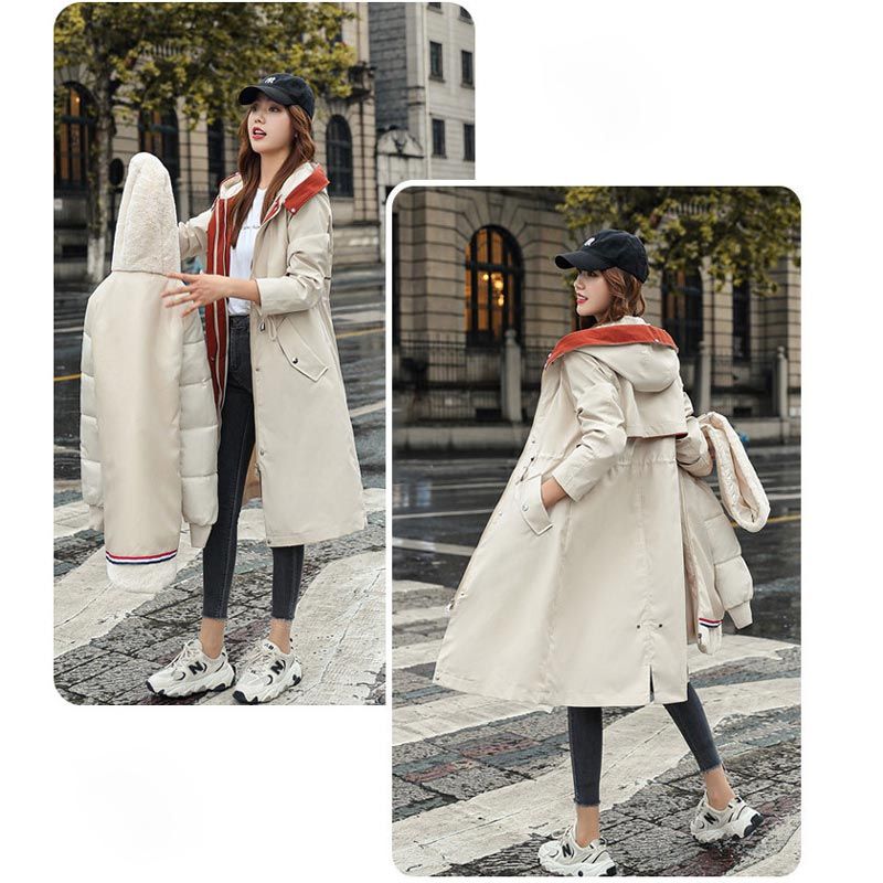 🎁Vente précoce du Black Friday🎁 Manteau d'hiver pour femme avec capuche et col en fourrure, parka décontractée⛄