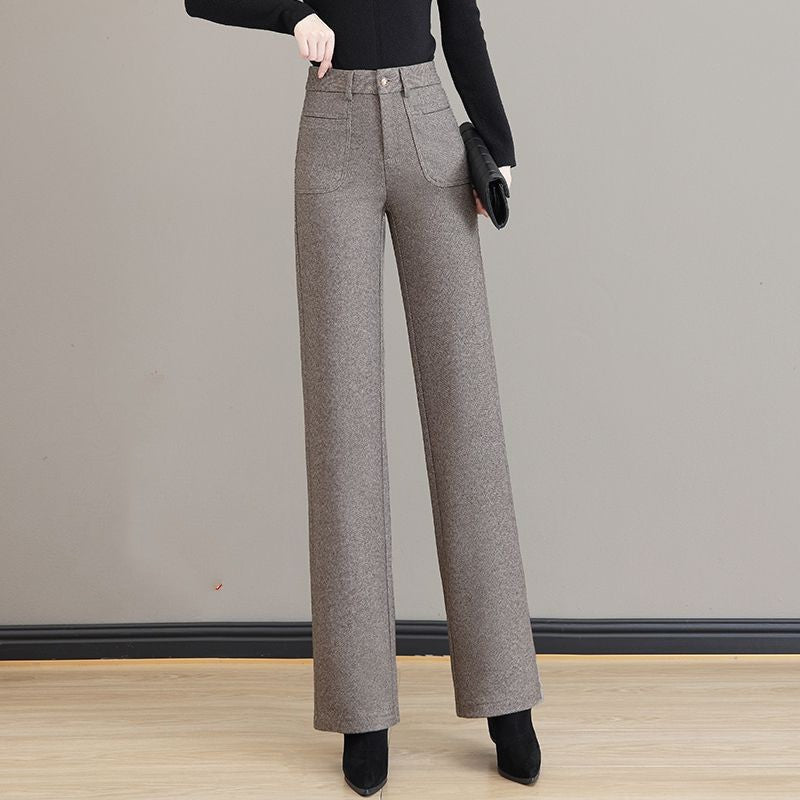 [Cadeau pour elle] Pantalon à jambe droite thermique haute taille des femmes