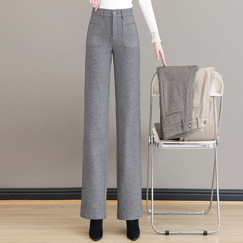 [Cadeau pour elle] Pantalon à jambe droite thermique haute taille des femmes