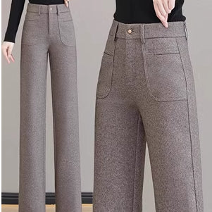 [Cadeau pour elle] Pantalon à jambe droite thermique haute taille des femmes