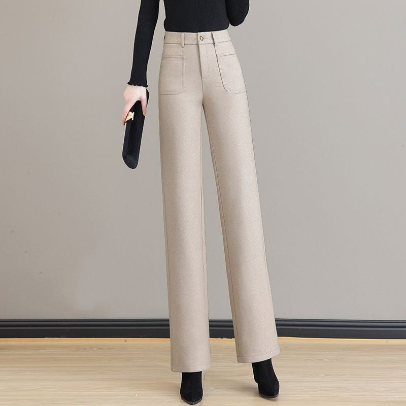 [Cadeau pour elle] Pantalon à jambe droite thermique haute taille des femmes