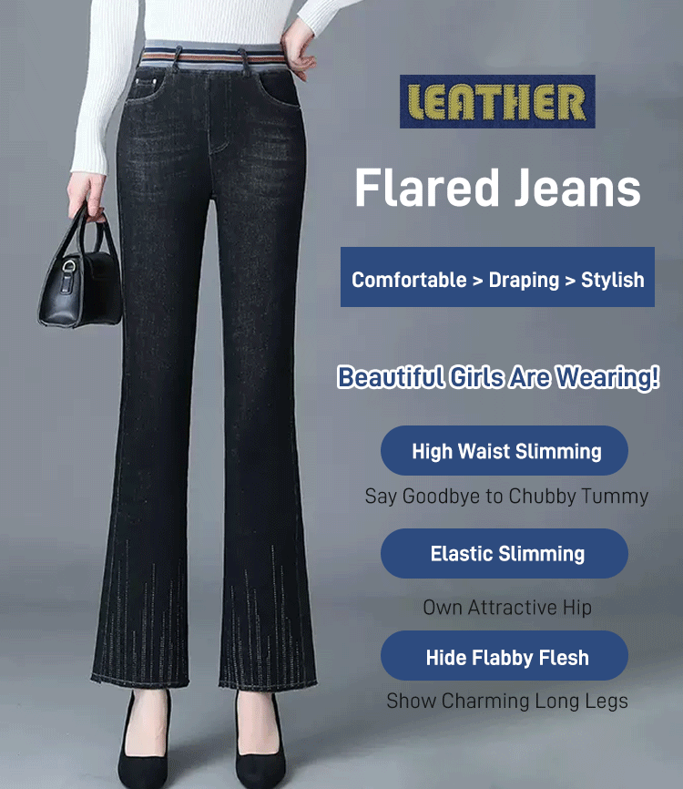 Pantalon évasé extensible à taille haute avec diamants-acheter 2 livraison gratuite