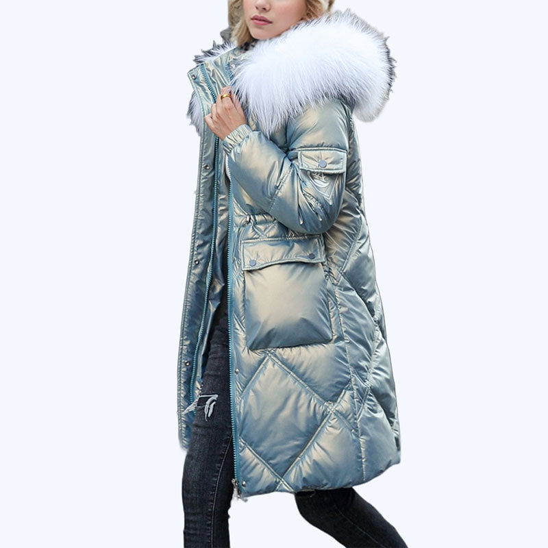 Manteau d'hiver matelassé brillant pour femmes