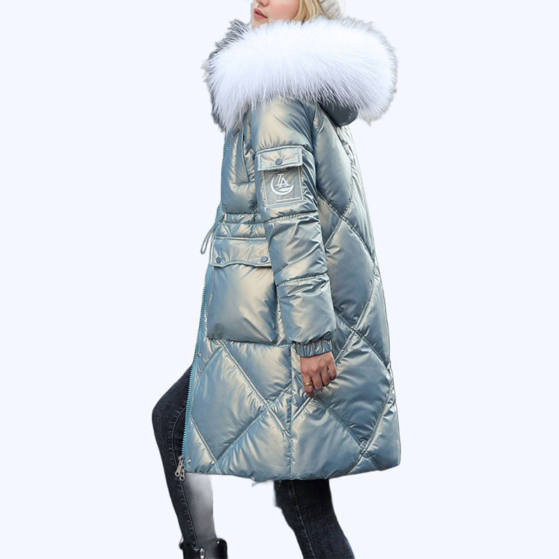 Manteau d'hiver matelassé brillant pour femmes