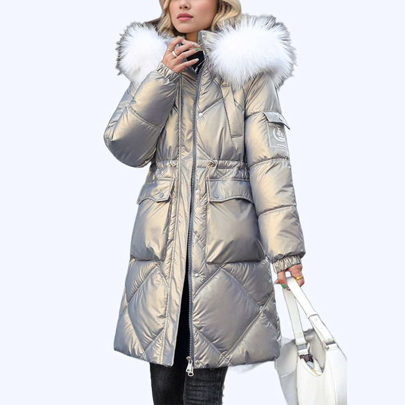 Manteau d'hiver matelassé brillant pour femmes