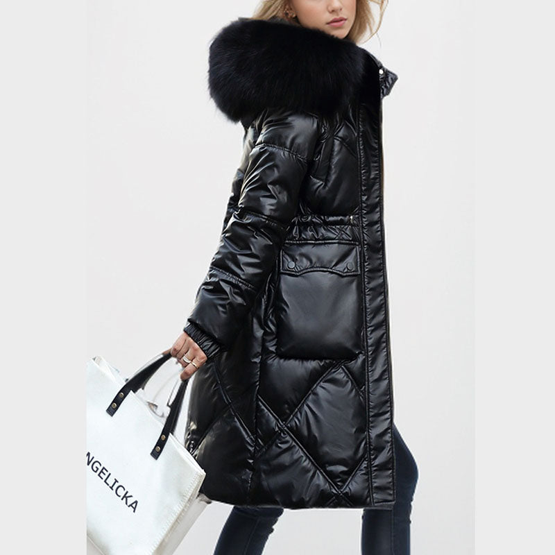 Manteau d'hiver matelassé brillant pour femmes