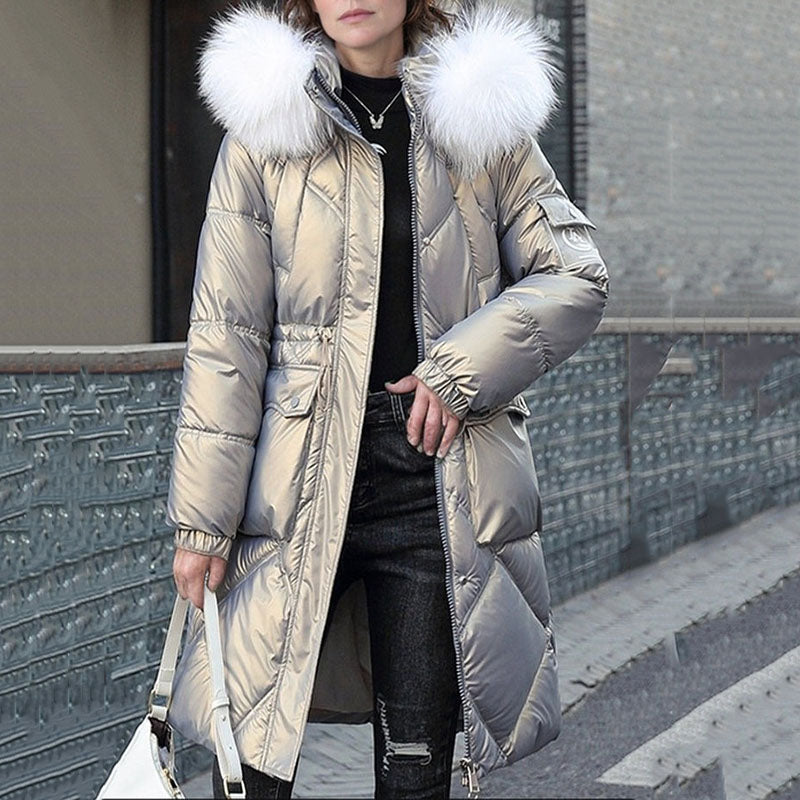 Manteau d'hiver matelassé brillant pour femmes