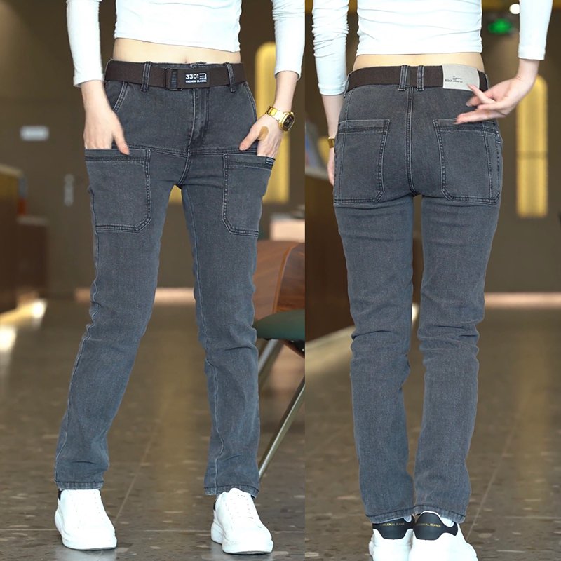 Jean extensible à jambe droite pour homme