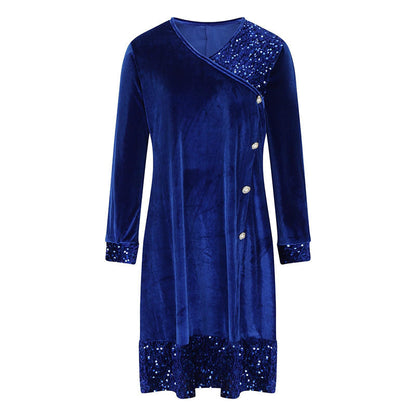 👗Arany velours robes automne/hiver pour femmes