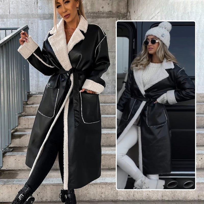 🔥Vente de Noël - 49% DE RÉDUCTION🔥❄️ Veste à revers élégante avec ceinture pour femmes
