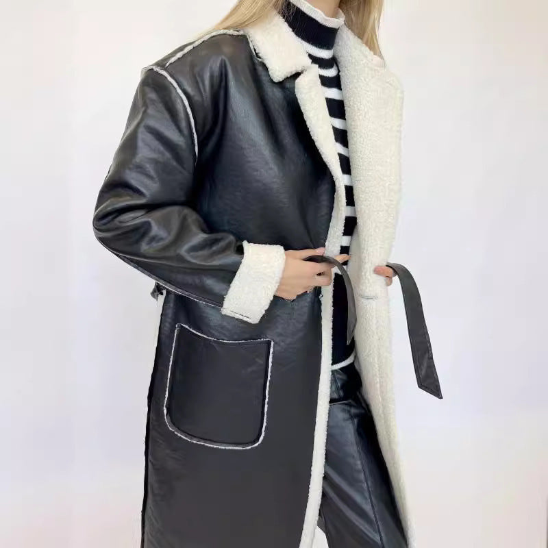 🔥Vente de Noël - 49% DE RÉDUCTION🔥❄️ Veste à revers élégante avec ceinture pour femmes