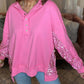 Sweatshirt à patchs à paillettes pour femmes