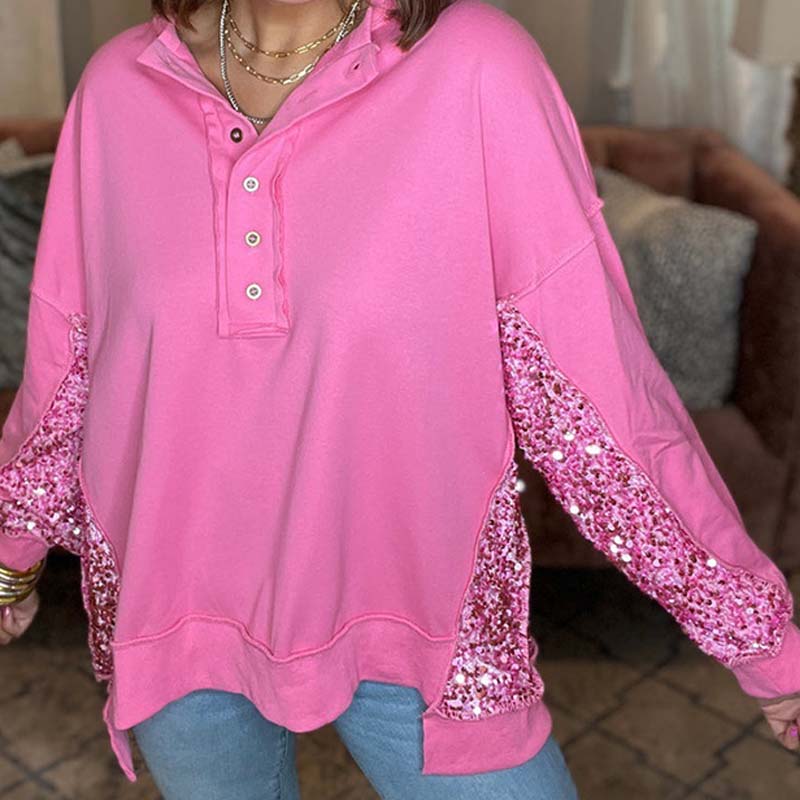 Sweatshirt à patchs à paillettes pour femmes