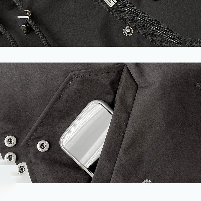 🔥Veste mi-longue pour hommes avec fourrure synthétique amovible