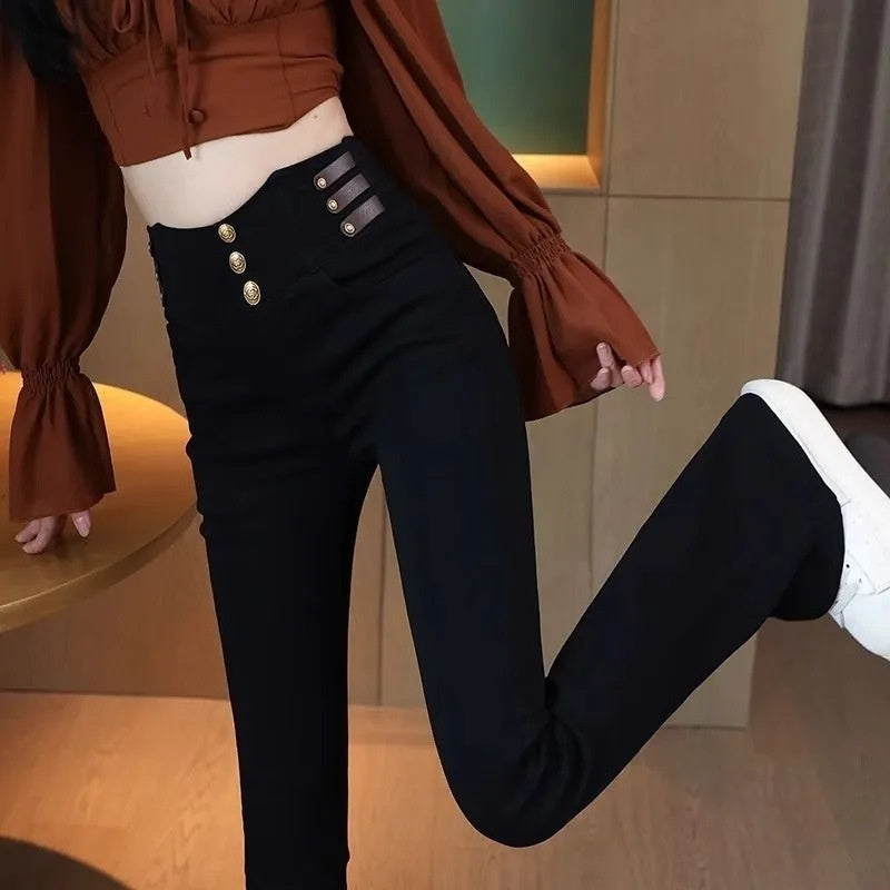 🔥Pantalon évasé femme taille haute et doublure peluche🔥