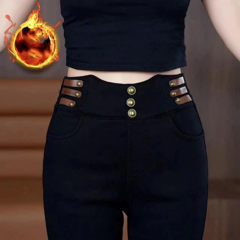 🔥Pantalon évasé femme taille haute et doublure peluche🔥
