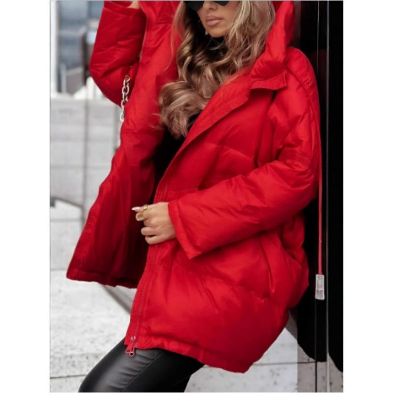 Veste à capuche en coton uni pour femme