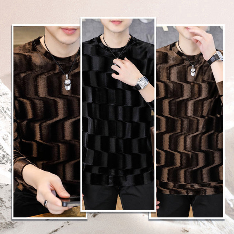 🔥 49%OFF-Soldes du Nouvel An🔥 Top à manches longues à col rond et imprimé de vagues pour hommes