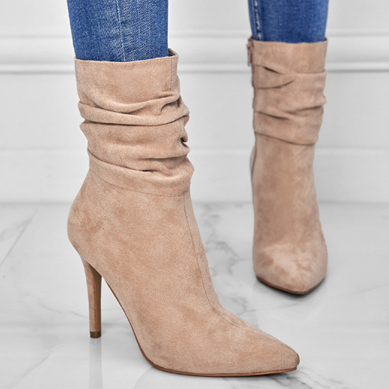 💖2025 Vente à chaud📢56 % de réduction！！！📍Bottes courtes à talons hauts et à bouts pointus pour femmes