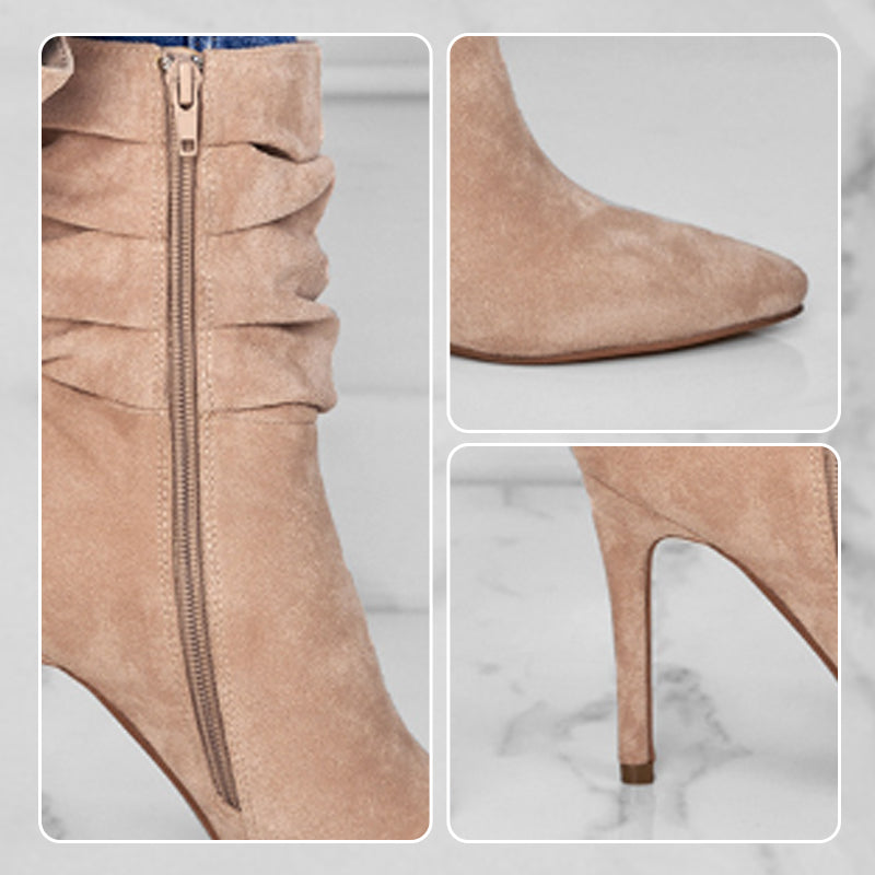 💖2025 Vente à chaud📢56 % de réduction！！！📍Bottes courtes à talons hauts et à bouts pointus pour femmes