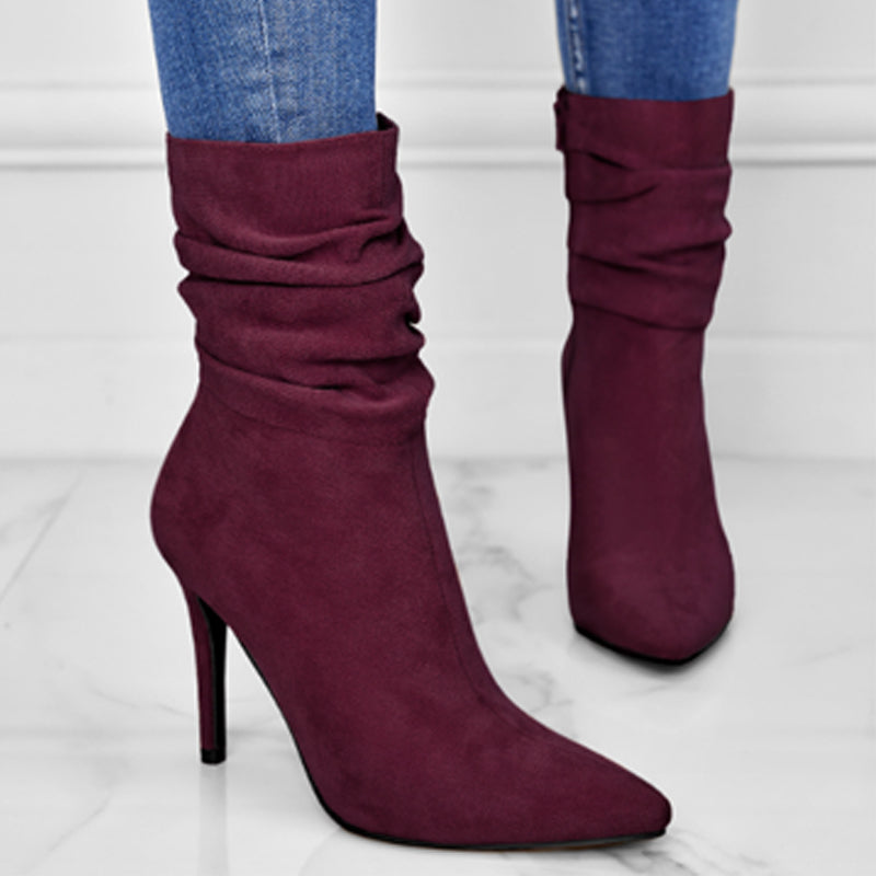 💖2025 Vente à chaud📢56 % de réduction！！！📍Bottes courtes à talons hauts et à bouts pointus pour femmes