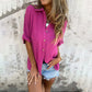 🌸Promotions de printemps💐👗 Chemise décontractée à coupe ample de couleur unie pour femmes