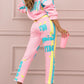 Ensemble deux-pièces à imprimé coloré pour femmes : Sweatshirt et pantalon de jogging