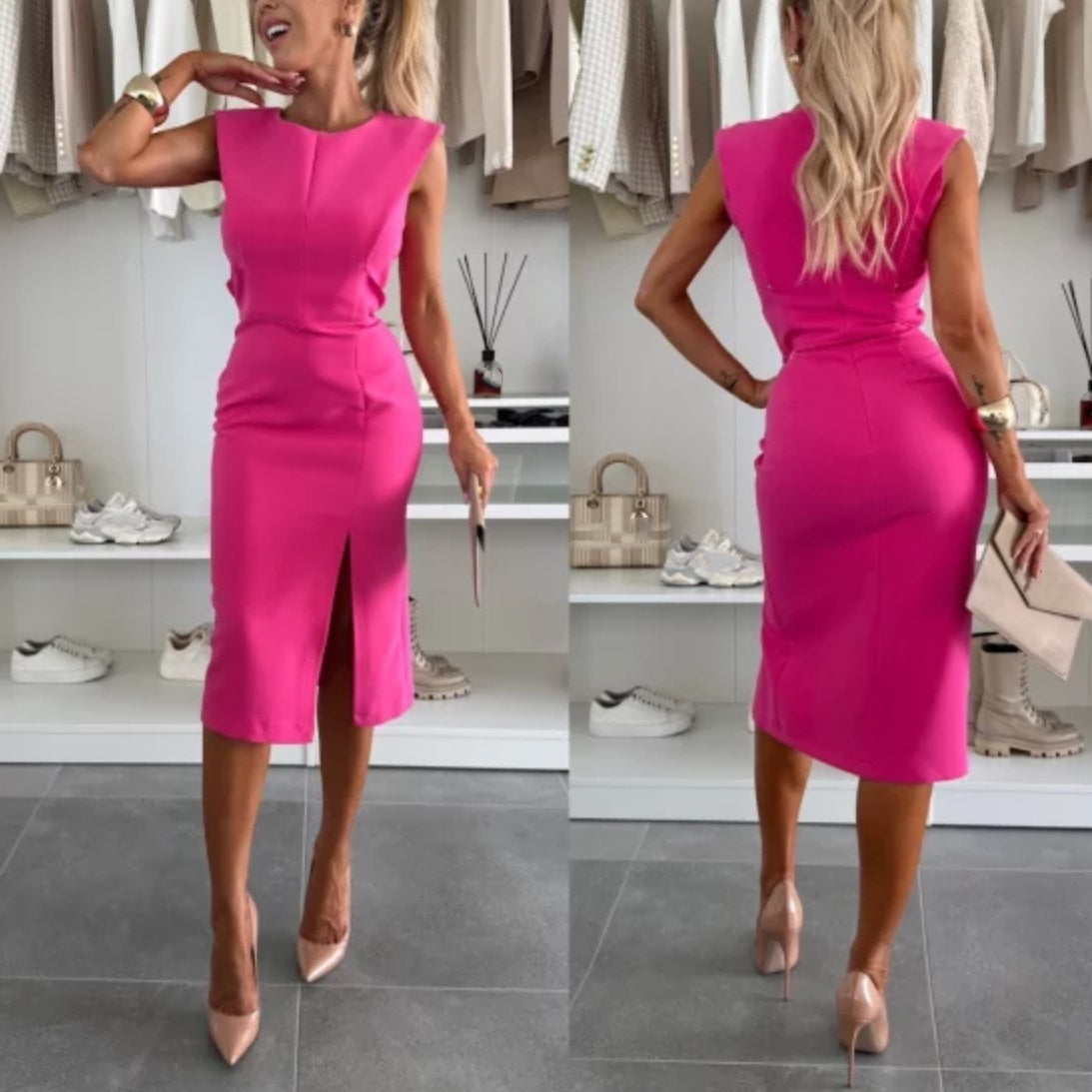 【S-3XL】💖Women’s Sleeveless Bodycon Dress with Slit