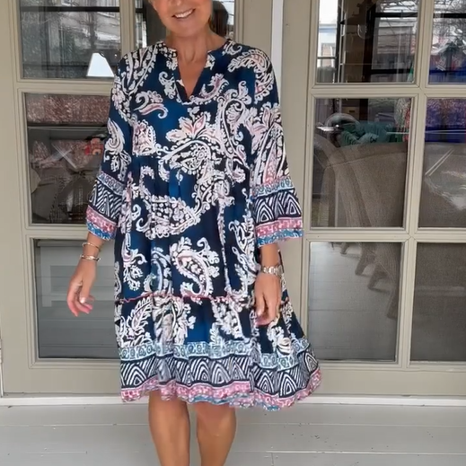 Robe décontractée pour femmes avec col en V et motif floral