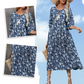 Élégante robe longue à col en V pour femmes avec imprimé floral