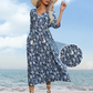 Élégante robe longue à col en V pour femmes avec imprimé floral