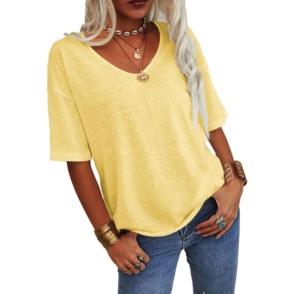 🔥Dernier jour 51% de réduction🔥T-shirt à Col V Uni pour