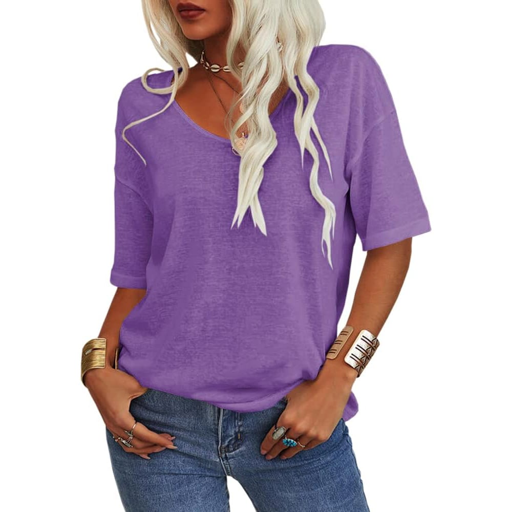🔥Dernier jour 51% de réduction🔥T-shirt à Col V Uni pour