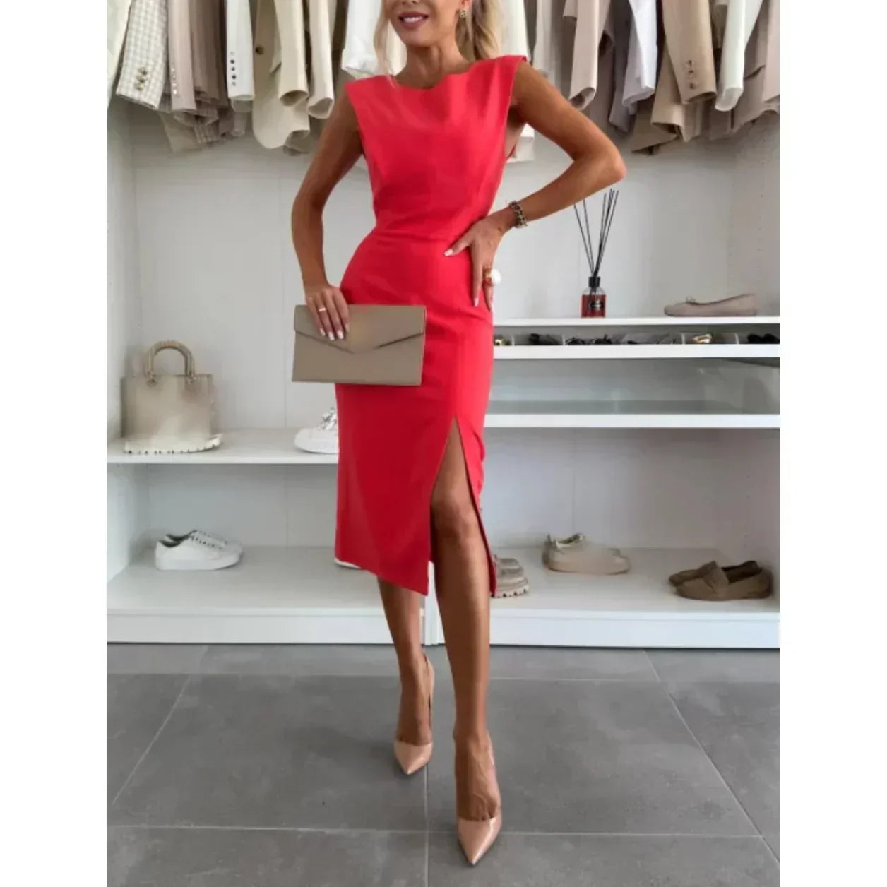 【S-3XL】💖Women’s Sleeveless Bodycon Dress with Slit
