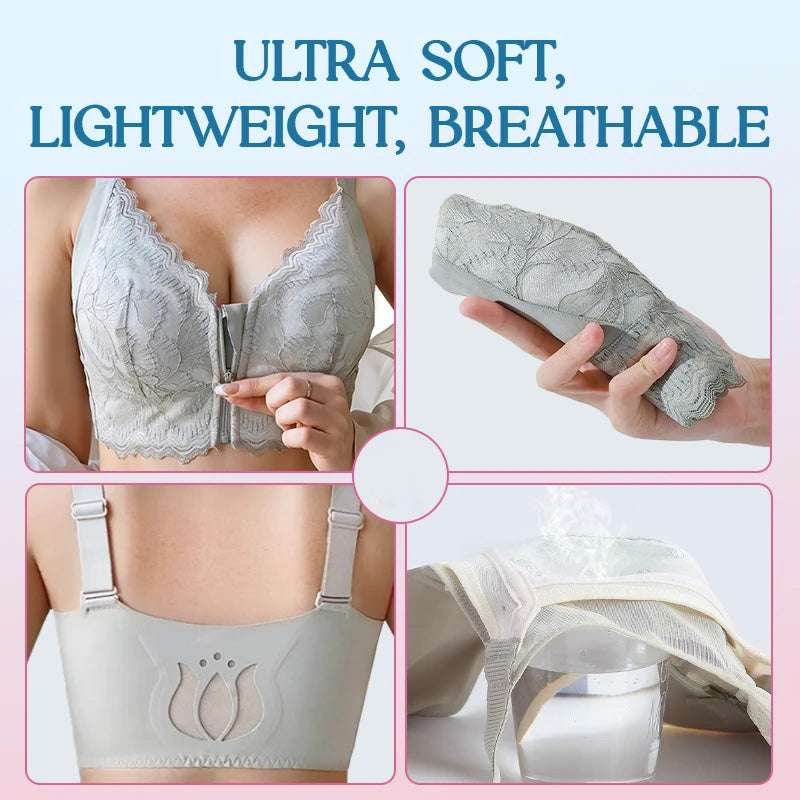✨Achetez-en 1 obtenez-en 2💞Soutien-gorge ultra souple avec fermeture éclair à l'avant et sans armatures