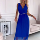Robe en maille sans manches à col V Boho