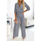 Ensemble top à col en V et pantalon pour femme