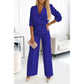 Ensemble top à col en V et pantalon pour femme