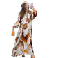 Robe longue à col en V et à motif floral pour femmes