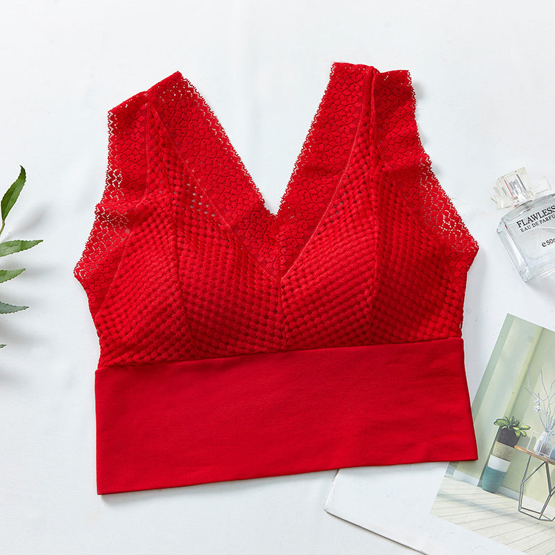 【💖1+1 gratuit】T-shirt en dentelle sans coutures, respirant, avec décolleté plongeant👙
