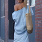 Top diagonal pour femmes avec jupe longue en denim fendue