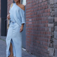 Top diagonal pour femmes avec jupe longue en denim fendue