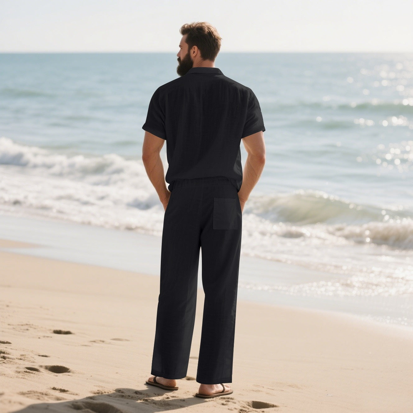 Ensemble 2 pièces chemise boutonnée et pantalon pour hommes