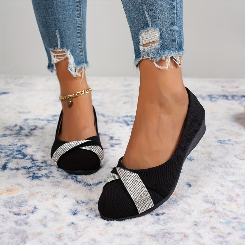 Chaussures compensées légères et tendance pour femmes avec strass
