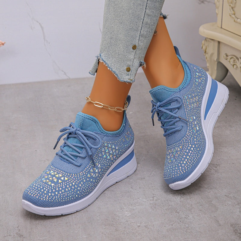 🔥🔥Dernier jour de promotion, profitez de 50 % de réduction🔥 Chaussures de sport orthopédiques respirantes pour femmes, style décontracté et tendance, ornées de strass incrustés.