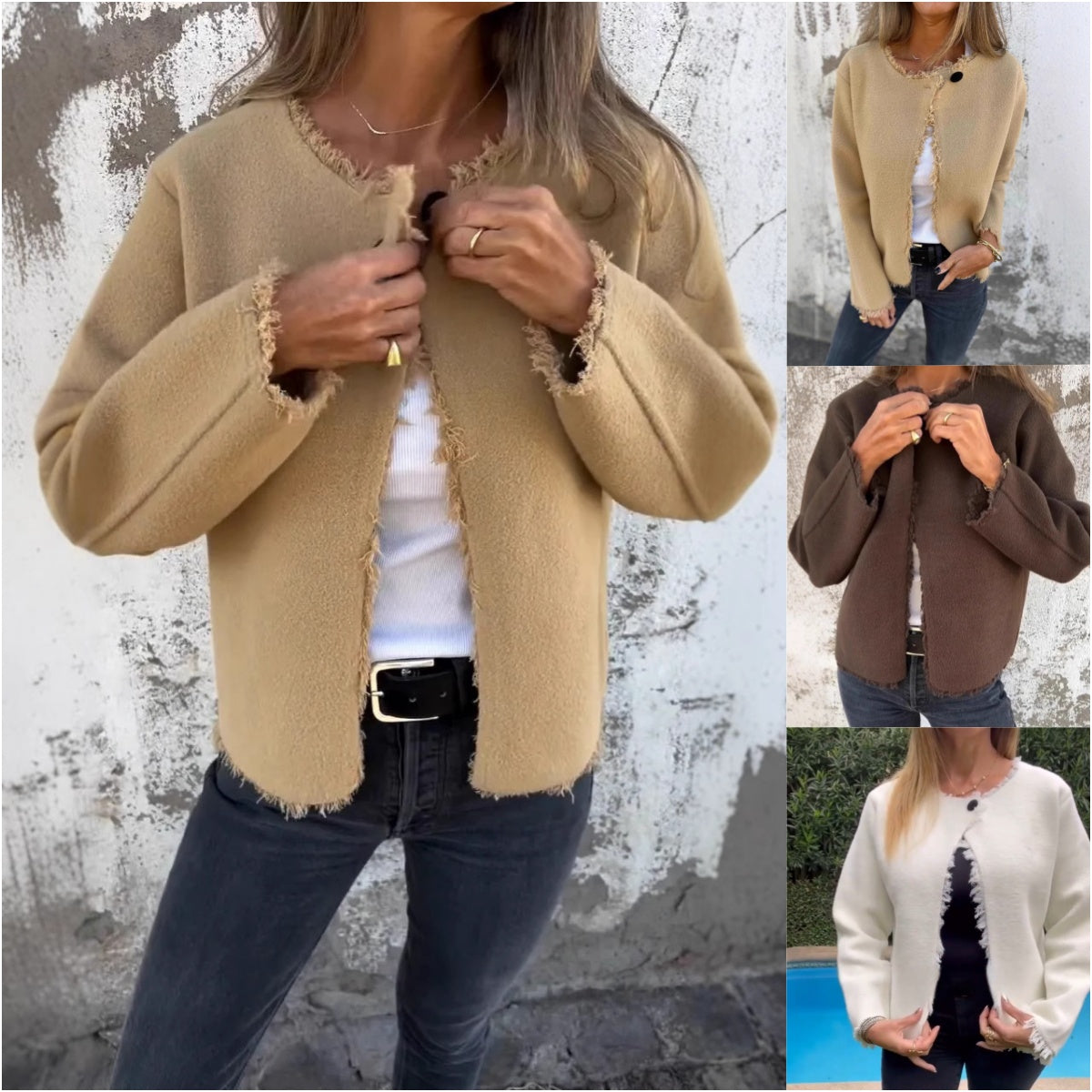 Women's Casual Open Front Cardigan Jacket