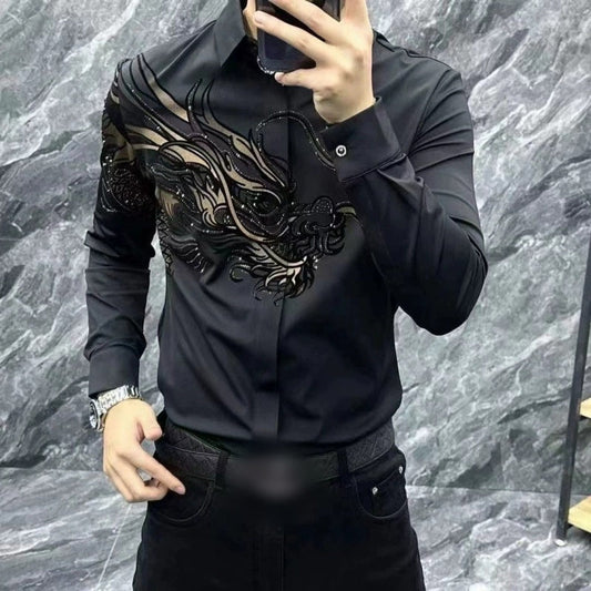 Chemise slim fit élégante imprimée pour homme