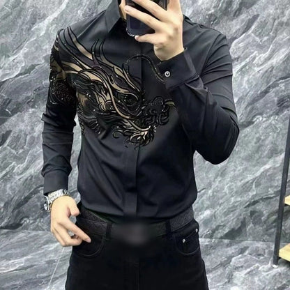 Chemise slim fit élégante imprimée pour homme